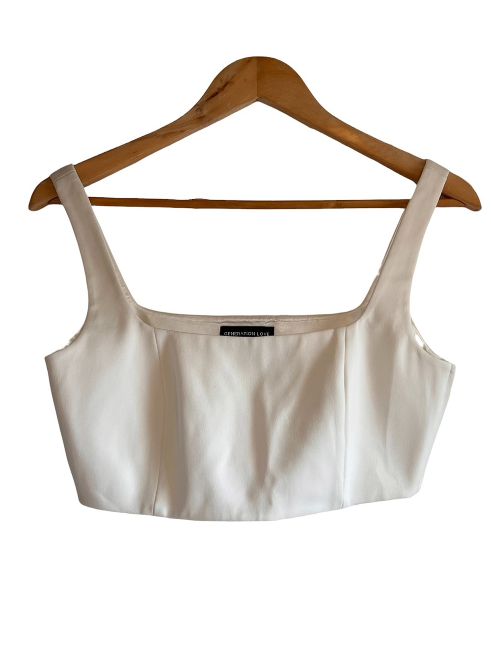 Generation Love white satin cropped bustier bra top size S excellent condition